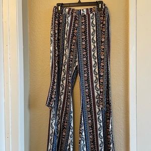Paisley Bell Bottom hippy flare stretchy pants in size L!